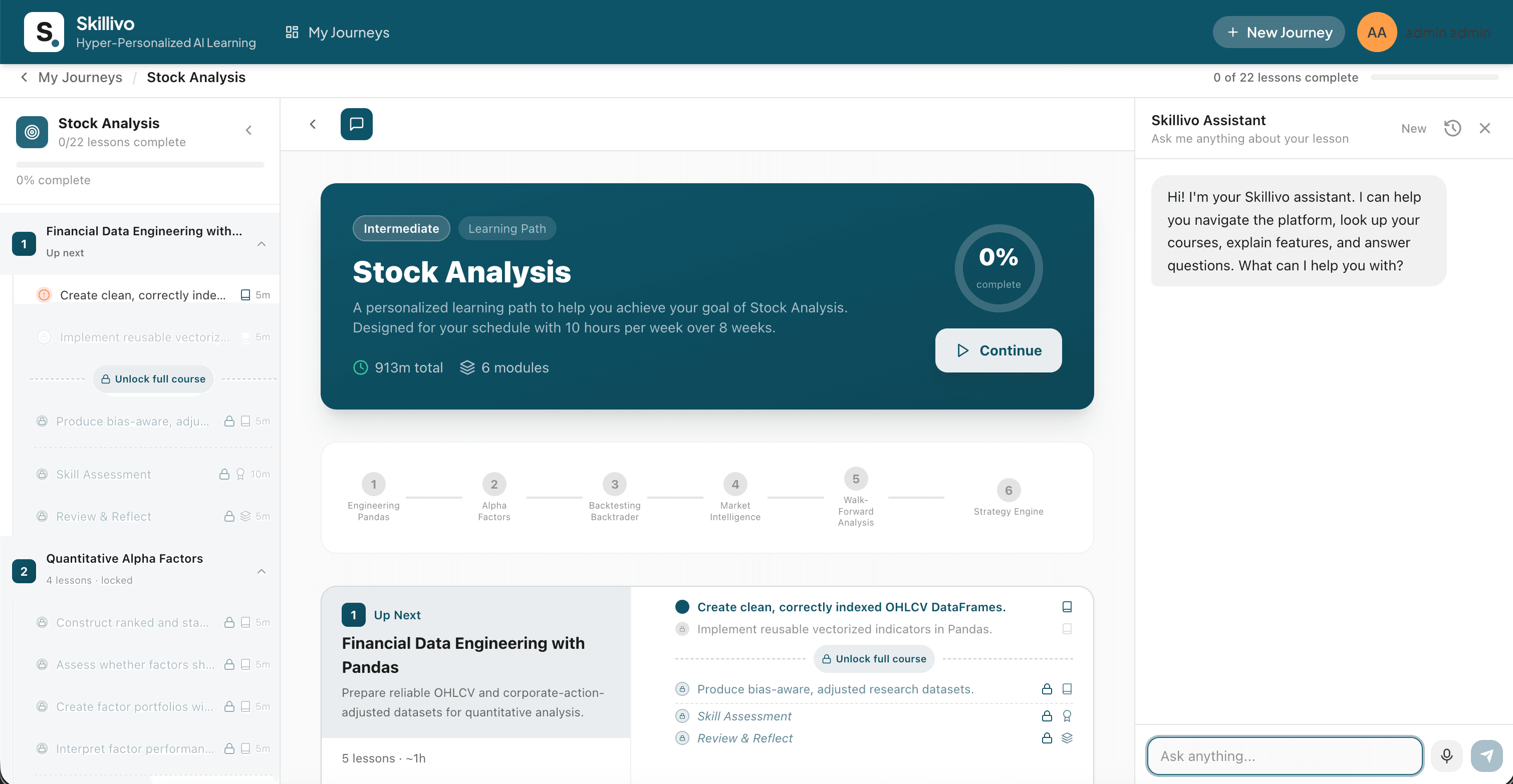 Screenshot of the Skillivo lesson viewer with the AI assistant panel open